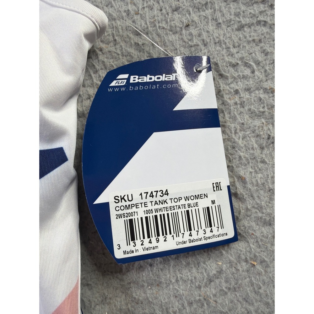 Babolat Compete Tank Top Women M Tennis White Blue Red Geometric NWT - Picture 2 of 9